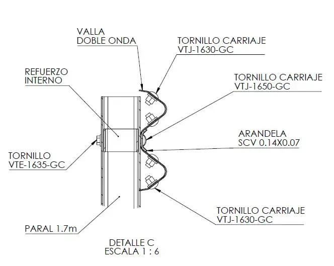 Detalle C - Ensamble Valla y Paral